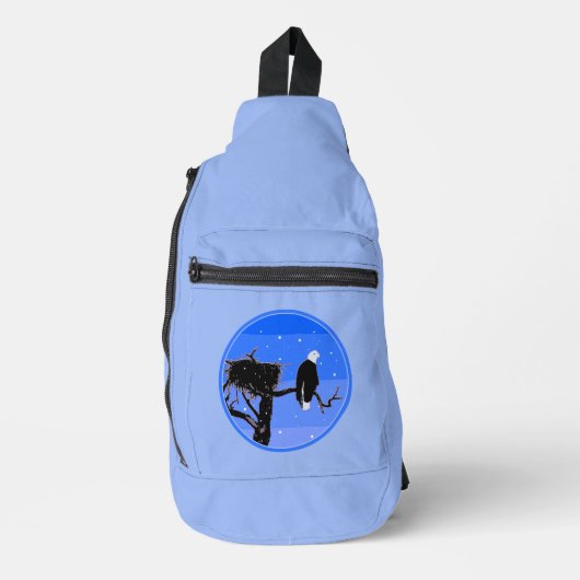 冬にハゲのワシ – オリジナル野生動物アート スリングバッグ (正面)