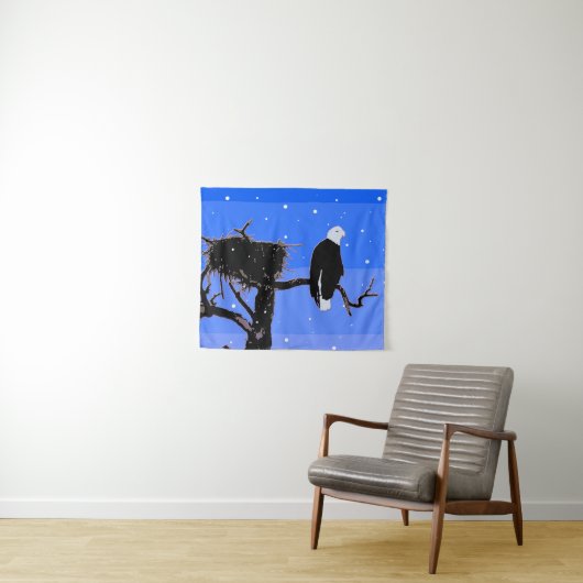 冬にハゲのワシ – オリジナル野生動物アート タペストリー (インサイチュ(横))