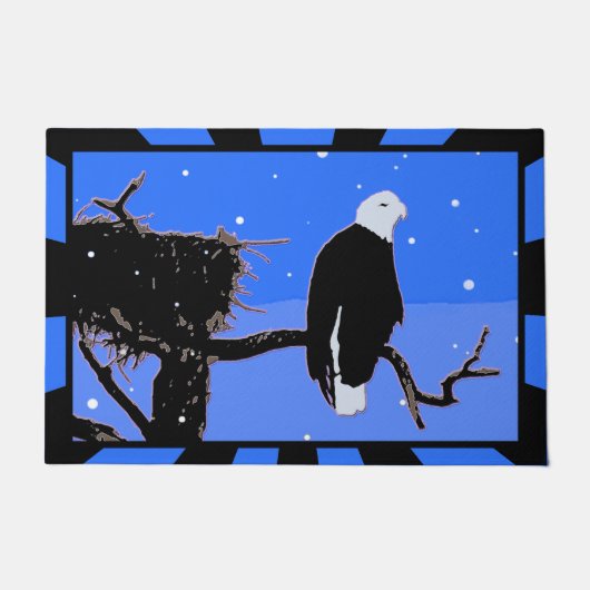 冬にハゲのワシ – オリジナル野生動物アート ドアマット (正面)