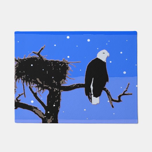 冬にハゲのワシ – オリジナル野生動物アート ドアマット (正面)