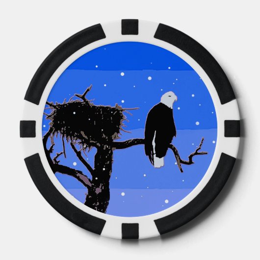 冬にハゲのワシ – オリジナル野生動物アート ポーカーチップ (正面)