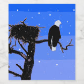 冬にハゲのワシ – オリジナル野生動物アート ワインラベル (シングルラベル)