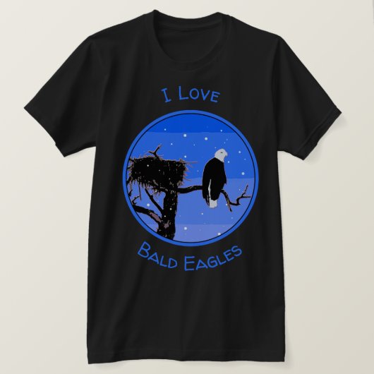 冬にハゲのワシ – オリジナル野生動物アート Tシャツ (デザイン正面)