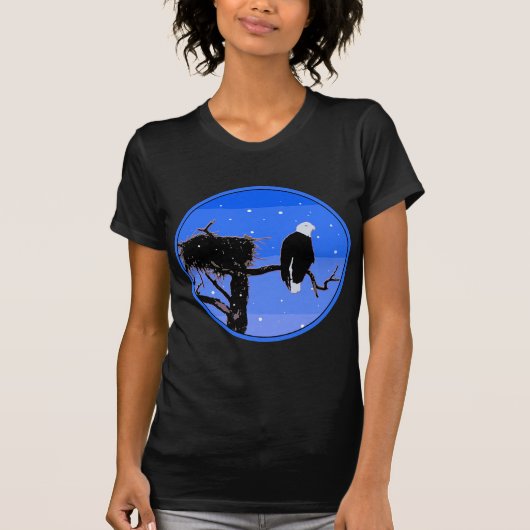 冬にハゲのワシ – オリジナル野生動物アート Tシャツ (正面)