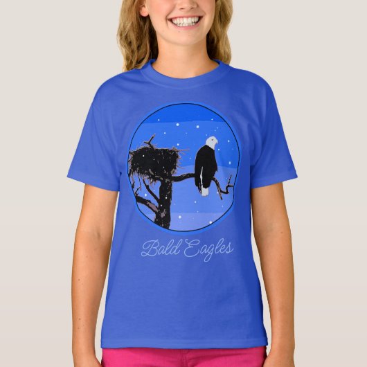 冬にハゲのワシ – オリジナル野生動物アートT-Sh Tシャツ (正面)