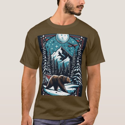 冬にヒグマを焼く Tシャツ (正面)