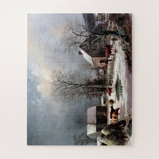 冬にファルミヤードジョージ・ヘンリー・デュリー1858 ジグソーパズル (縦)
