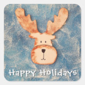 冬に可愛いトナカイ幸せな休日クリスマス スクエアシール (正面)