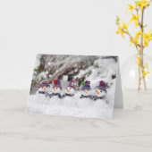 冬に向けて着た可愛い雪だるま5人 カード (黄色い花)