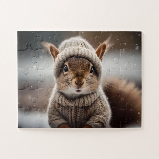 冬に向けて着飾ったかわいいリス ジグソーパズル (横)