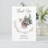 冬に子豚の赤ちゃんシャワーありがとう エンクロージャーカード (スタンド正面)