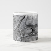 冬に川を渡るア凍っていーチブリッジ ジャンボコーヒーマグカップ (正面)