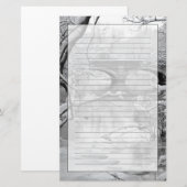 冬に川を渡るア凍っていーチブリッジ 便箋 (正面/裏面)