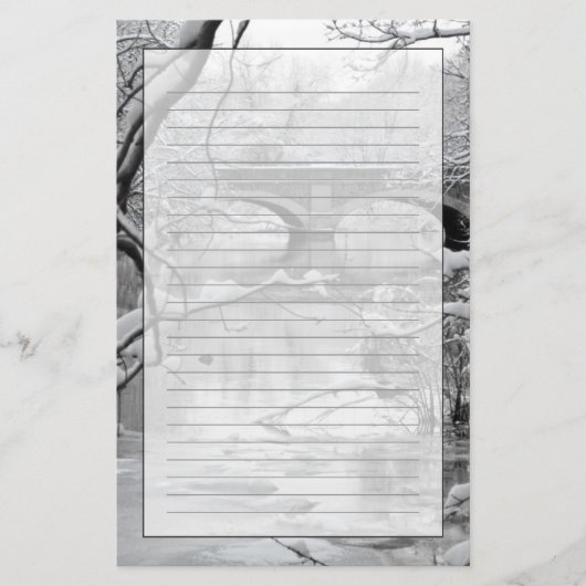 冬に川を渡るア凍っていーチブリッジ 便箋 (正面)