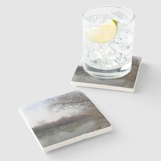 冬に川沿いを生きる ストーンコースター (横)