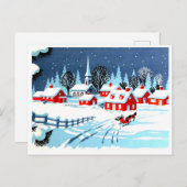 冬に村に馬車に乗るヴィンテージ ポストカード (正面/裏面)