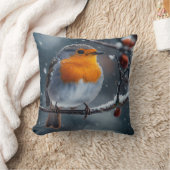 冬に枝の上に座っている小鳥 クッション (ブランケット)