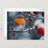 冬に枝の上に座っている小鳥 ポストカード (正面/裏面)