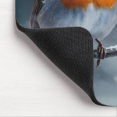 冬に枝の上に座っている小鳥 マウスパッド (コーナー)