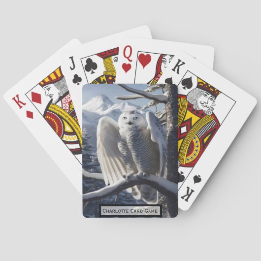 冬に止まるフクロウ トランプ (裏面)