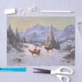 冬に群れを持つ鹿、デコページ 薄葉紙 (クラフト)