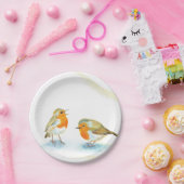 冬に赤いロビンスが2つ ペーパープレート (パーティー)