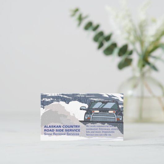 冬に雪を動かすトラック 名刺 (スタンド正面)