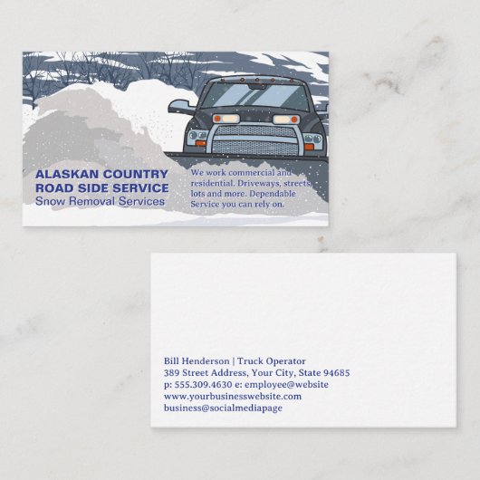 冬に雪を動かすトラック 名刺 (正面/裏面)