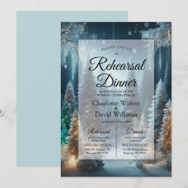 冬に霜の松の花のリハーサルディナー 招待状