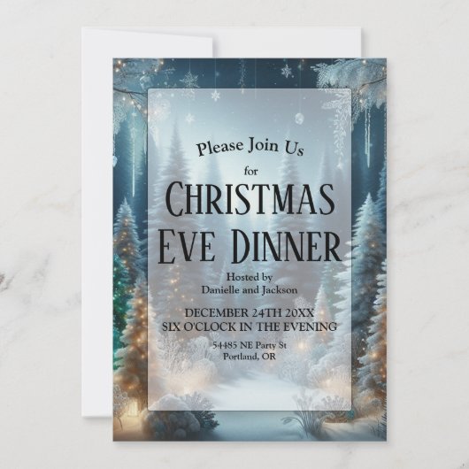 冬に霜の松の輝きクリスマスイブディナー 招待状 (正面)