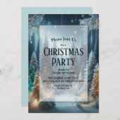 冬に霜の松の輝きクリスマスパーティー 招待状 (正面/裏面)