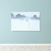 冬に飛ぶ雪ふくろう キャンバスプリント (インサイチュ (ウッドフロア))