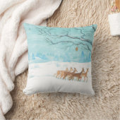 冬に鹿を釣る クッション (ブランケット)