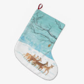 冬に鹿を釣る ラージクリスマスストッキング (正面 (吊り時))