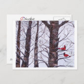 冬に2羽の赤い鳥， Copyright 2005 ポストカード (正面/裏面)