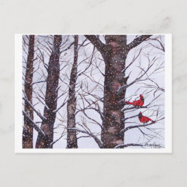 冬に2羽の赤い鳥， Copyright 2005 ポストカード