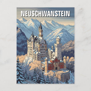 冬にNeuschwanstein城ドイツ旅行 ポストカード