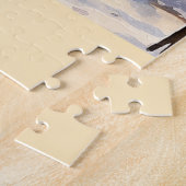 冬のあいさつ、雪の多い街の通り、 ジグソーパズル (側面)