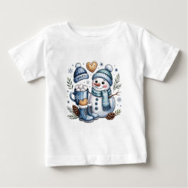 冬のあたたかな雪だるま ベビーTシャツ