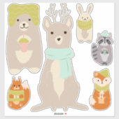冬のあったかキュートアニマル ベビー部屋 シール (シート)