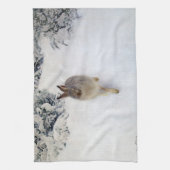 冬のうさぎ(うさぎ)、Bruno Liljefors キッチンタオル (縦)