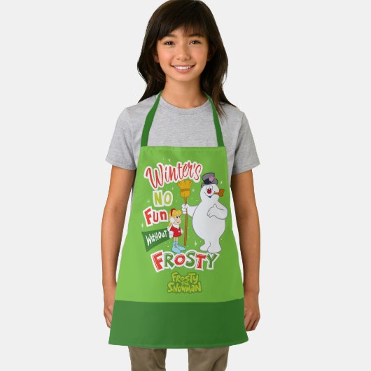 冬のおもしろいなし霜の降りた雪だるま™ エプロン (インサイチュ)