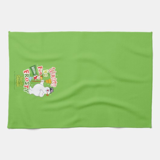 冬のおもしろいなし霜の降りた雪だるま™ キッチンタオル (横)