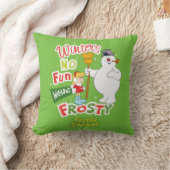 冬のおもしろいなし霜の降りた雪だるま™ クッション (ブランケット)