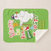 冬のおもしろいなし霜の降りた雪だるま™ シェルパブランケット (正面(横))