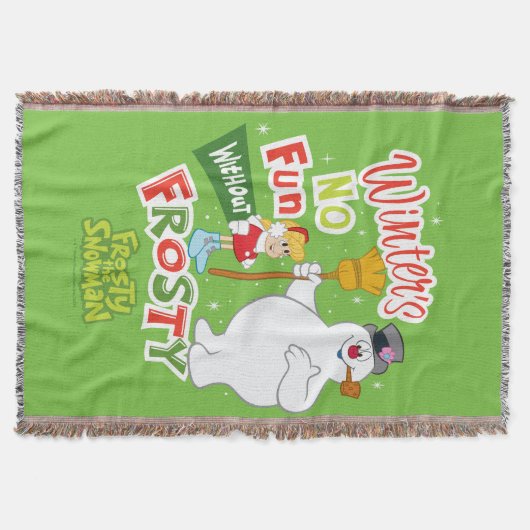 冬のおもしろいなし霜の降りた雪だるま™ スローブランケット (正面)