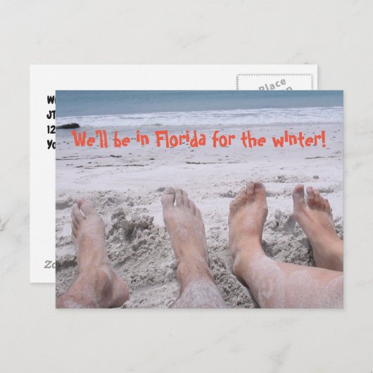 冬のおもしろいなアドレス変更のためのフロリダ 案内ポストカード (正面/裏面)