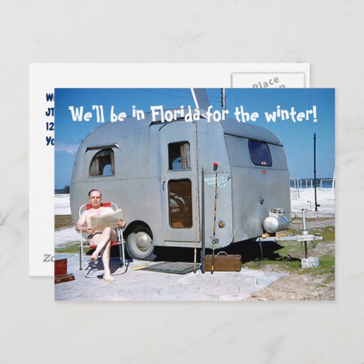 冬のおもしろいなトレーラーの住所のためのフロリダ 案内ポストカード (正面/裏面)