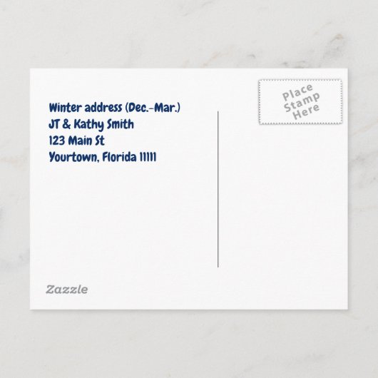冬のおもしろいなトレーラーの住所のためのフロリダ 案内ポストカード (裏面)