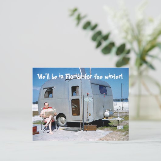 冬のおもしろいなトレーラーの住所のためのフロリダ 案内ポストカード (スタンド正面)